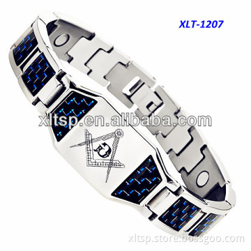 XLT-1207 2015 fashion men's leather bracelet with logo